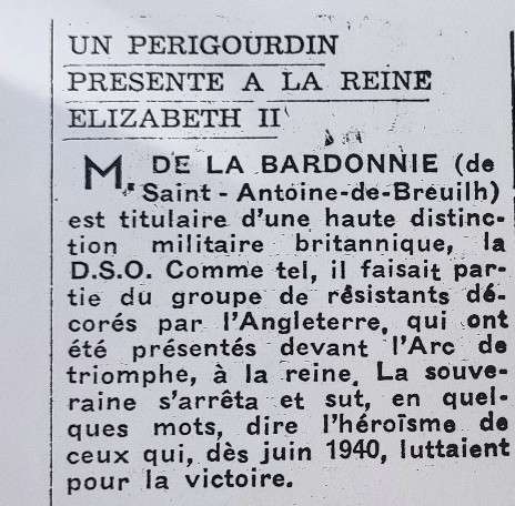Article presse invitation Reine 1957